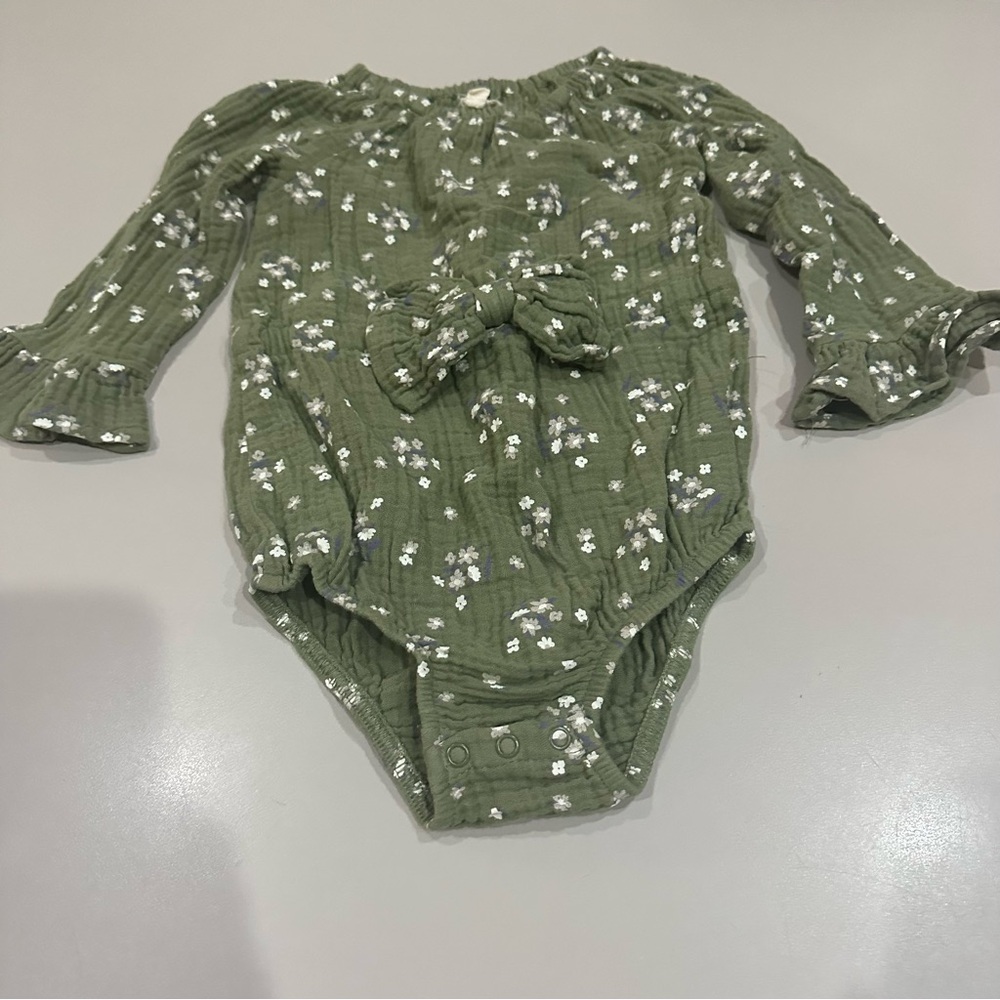 Olive Green Floral Baby Romper by Grayson Collection 18 Months